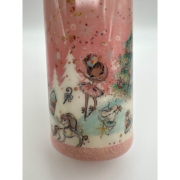 Pink Ballerina Nutcracker Ballet Christmas Themed Glitter 20oz Tumbler with Lid - Picture 5 of 13